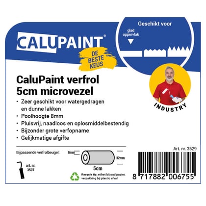 CaluPaint verfrol 5cm microvezel wit 8mm poolhoogte 