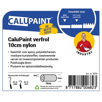 CaluPaint verfrol 10cm nylon dubbele blauwe streep 8mm poolhoogte