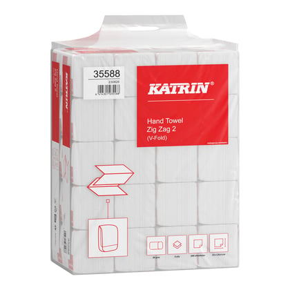 Katrin plus handdoek Z-vouw  2-lgs wit 20x200st 24,4x23cm
