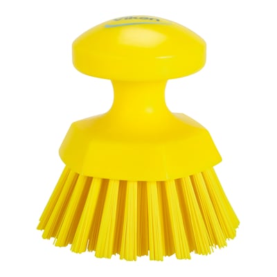 Vikan ronde werkborstel hard hygiënisch geel