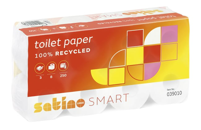 Satino Smart toiletpapier wit 3lgs recycled 64rol 250vel