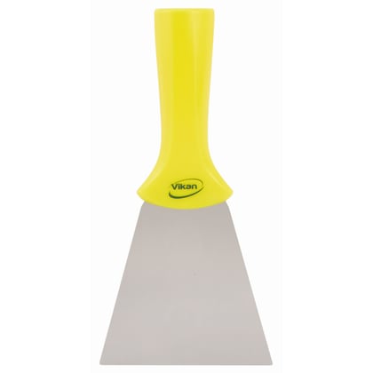 Vikan schraper RVS blad met schroefdraad geel 100x205mm