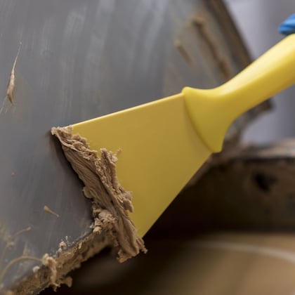 Vikan handschraper nylon met schroefdraad geel 100x235mm