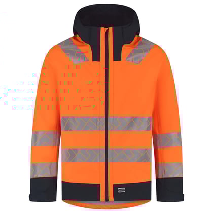 Tricorp Redefined Techshell high vis regenjas oranje blauw maat XS