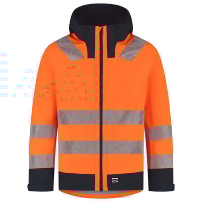 Tricorp Redefined Techshell high vis regenjas oranje blauw maat XS