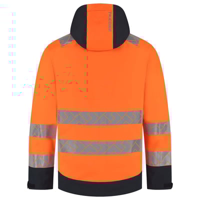 Tricorp Redefined Techshell high vis regenjas oranje blauw maat XS