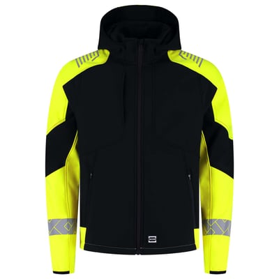 Tricorp Redefined reflective softshell met  capuchon zwart geel maat XS
