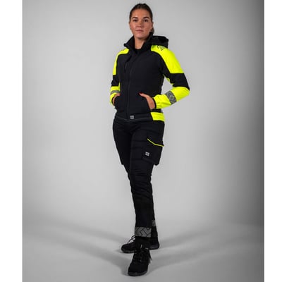 Tricorp Redefined reflective dames softshell met capuchon zwart geel maat XS