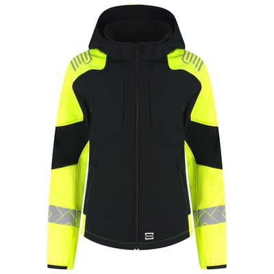 Tricorp Redefined reflective dames softshell met capuchon zwart geel maat XS