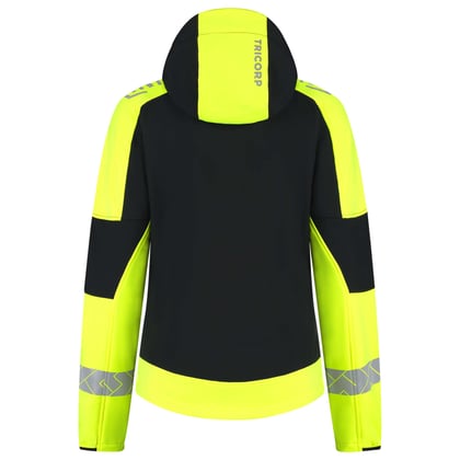 Tricorp Redefined reflective dames softshell met capuchon zwart geel maat XS