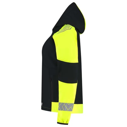Tricorp Redefined reflective dames softshell met capuchon zwart geel maat XS