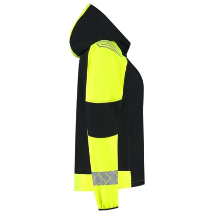 Tricorp Redefined reflective dames softshell met capuchon zwart geel maat XS