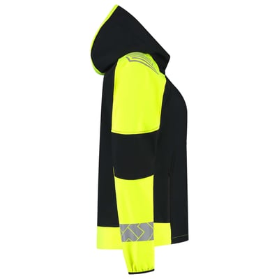 Tricorp Redefined reflective dames softshell met capuchon zwart geel maat XS