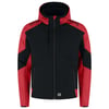 Tricorp Redefined bicolor softhell jas met capuchon zwart rood maat XS