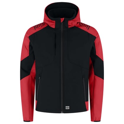 Tricorp Redefined bicolor softhell jas met capuchon zwart rood maat XS