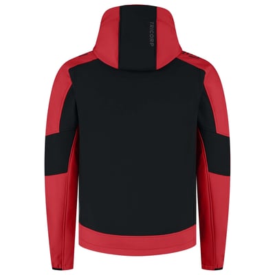 Tricorp Redefined bicolor softhell jas met capuchon zwart rood maat XS