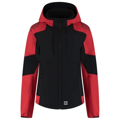 Tricorp Redefined dames bicolor softshell jas met capuchon zwart rood maat XS