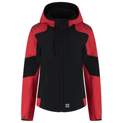 Tricorp Redefined dames bicolor softshell jas met capuchon zwart rood maat XS