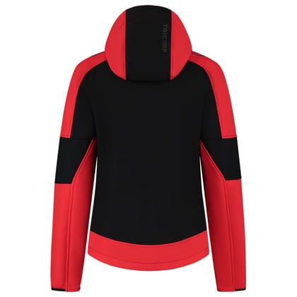Tricorp Redefined dames bicolor softshell jas met capuchon zwart rood maat XS