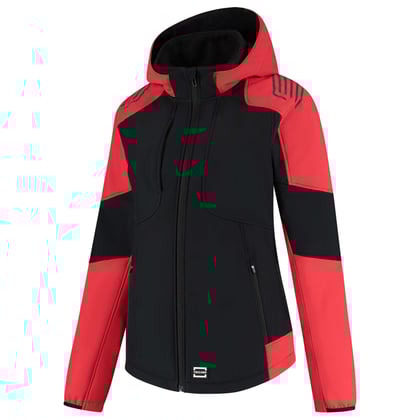 Tricorp Redefined dames bicolor softshell jas met capuchon zwart rood maat XS