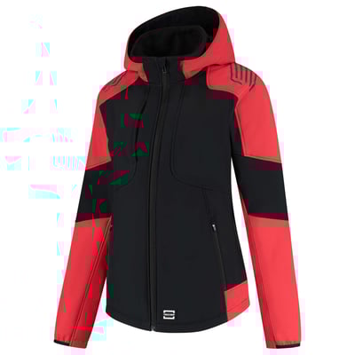 Tricorp Redefined dames bicolor softshell jas met capuchon zwart rood maat XS