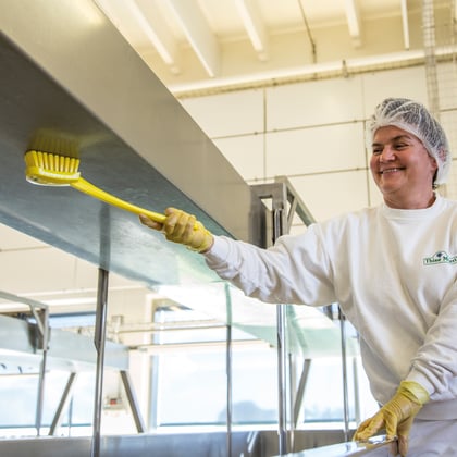 Vikan afwasborstel lange steel geel