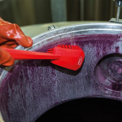 Vikan afwasborstel lange steel rood