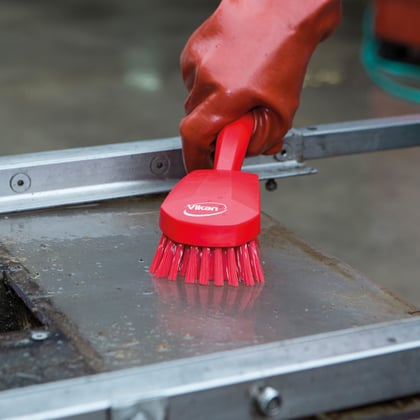 Vikan afwasborstel lange steel rood