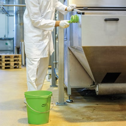 Vikan afwasborstel hard korte steel limegroen