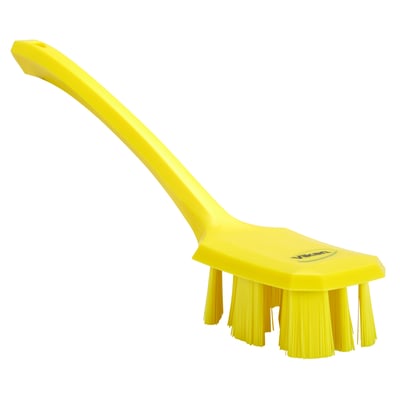 Vikan harde afwasborstel lange steel geel Ultra Safe Technology