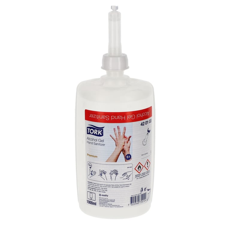 Tork alcohol gel hand sanitizer transparant 1ltr