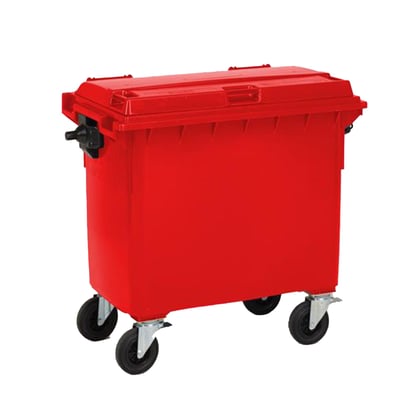 Afvalcontainer met scharnierdeksel rood 660ltr 