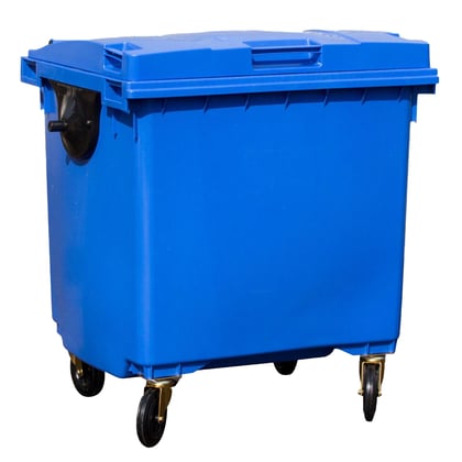 Afvalcontainer met scharnierdeksel blauw 1000ltr 