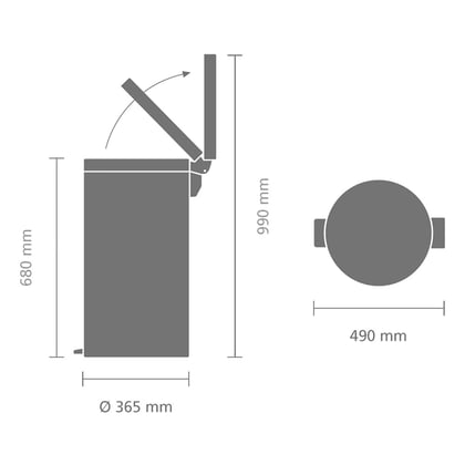 Brabantia pedaalemmer 45ltr brilliant steel Motion Control