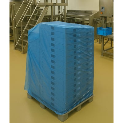 CaluFood pallethoezen 1300+2x500x2100 mm 2% blauw 30my 75st