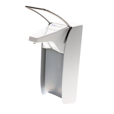 CaluClean zeep- en desinfectiedispenser 500ml aluminium met korte beugel