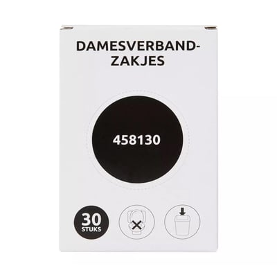 Damesverbandzakjes kunststof wit 30st