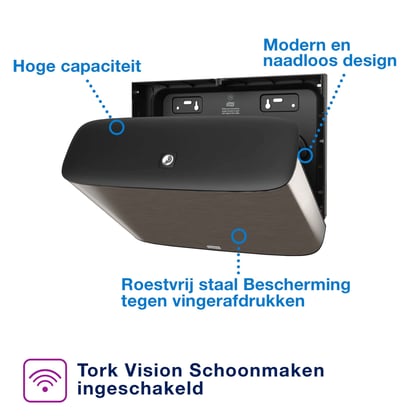 Tork toiletpapierdispenser voor mini jumborollen rvs/zwart