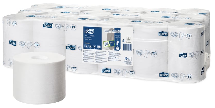 Tork Soft coreless toiletpapier 2lgs mid-size 800 vel 36 rol