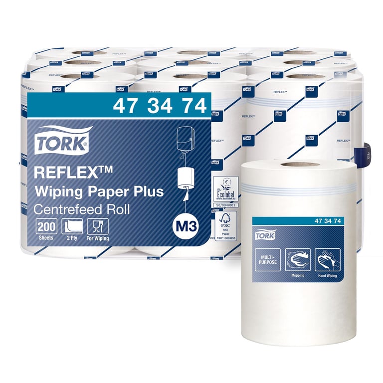 Tork Reflex wiping centerfeed poetspapier plus 2lgswit 9 rol a 67mtr