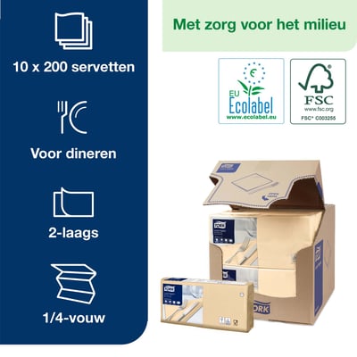 Tork Lunch Cream servetten 2-lgs 33x33cm 200st