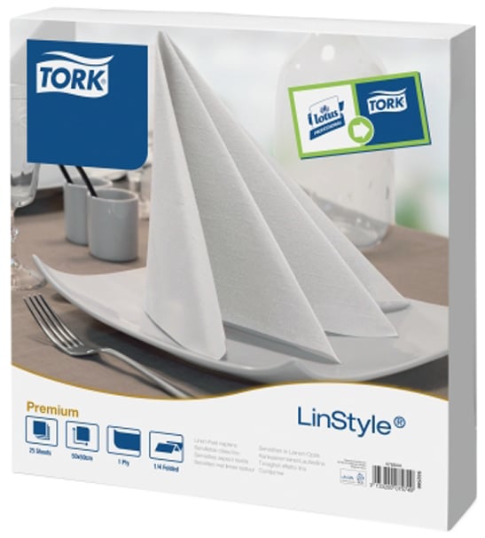 Tork LinStyle servet 1-lgs 50x50cm wit 300st