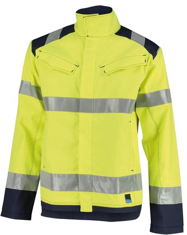 Orcon Capture high visibility werkjas model James geel donkerblauw