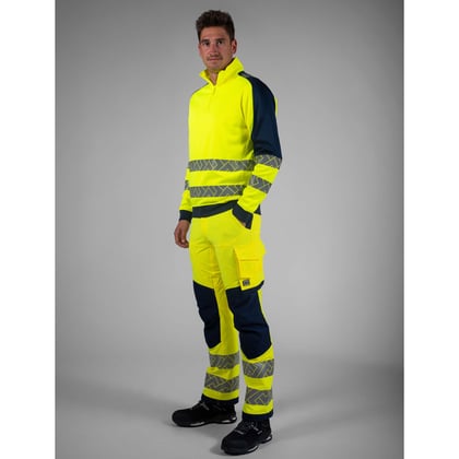 Tricorp Redefined 4-way high vis stretch werkbroek met kniestukken geel blauw  maat 56