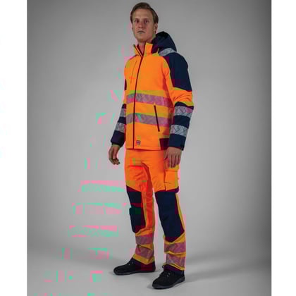 Tricorp Redefined 4-way high vis stretch werkbroek met kniestukken oranje blauw maat 21