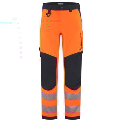 Tricorp Redefined 4-way high vis stretch werkbroek met kniestukken oranje blauw maat 21