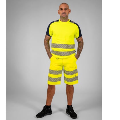 Tricorp Redefined high vis  functional stretch  werkbroek kort geel blauw  maat 66