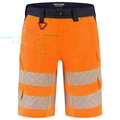 Tricorp Redefined high vis functional stretch werkbroek kort oranje blauw maat 42