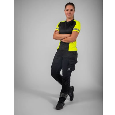 Tricorp Redefined functional reflective stretch werkbroek dames zwart geel maat 36