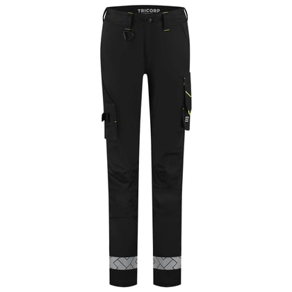 Tricorp Redefined functional reflective stretch  werkbroek dames zwart geel maat 36